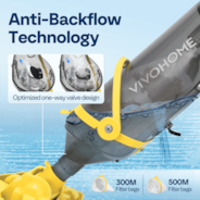 VIVOHOME Cordless Pool Vacuum with Telescopic Pole, Powerful Suction up to 18.5 GPM, 60 Mins Running Time, Handheld Rechargeable Swimming Pool Cleaner for Pools/Spas/Hot Tubs - Yellow