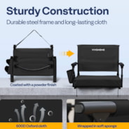 VIVOHOME Stadium Seat with Back Support and Cushion, Portable Bleacher Chair with Cup Holder and Shoulder Strap, Black