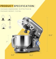VIVOHOME Electric Stand Mixer 660W 10 Speed 6 Quart Gray