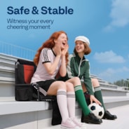 VIVOHOME Stadium Seats with Back Support and Cushion, 2 Pack Portable Bleacher Chairs with Cup Holder, Storage Bags and Shoulder Strap, Comfortable for Various Sports Events, Black and Red