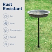 VIVOHOME Oval Polyresin Bird Bath Bowl with Metal Stake, 29 Inch Height Outdoor Freestanding Birdfeeder, Capacity 1.3 Gallons, 5-Pronged Base, Gray