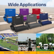 VIVOHOME Stadium Seat with Back Support and Cushion, Portable Bleacher Chair with Cup Holder and Shoulder Strap, Purple