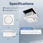 Bathroom Exhaust Fan with Energy-Saving EC Motor - 110 CFM Constant Airflow Technology, Dual Insulation, 10.2-inch Ceiling Opening (Install Kit, 4-in Duct Included)