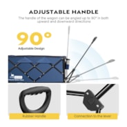 VIVOHOME 200L Collapsible Wagon 300lbs Heavy Duty Folding Utility Garden Cart Foldable Beach Wagons Large Capacity for Camping Picnic - Blue