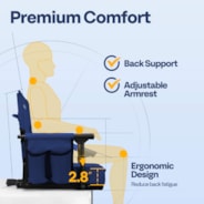 VIVOHOME Stadium Seat with Back Support and Cushion, Portable Bleacher Chair with Cup Holder and Shoulder Strap, Navy Blue