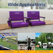 VIVOHOME Stadium Seats with Back Support and Cushion, 2 Pack Portable Bleacher Chairs with Cup Holder and Shoulder Strap