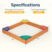 VIVOHOME 35 Inch x 35 Inch Kids Wooden Sandbox with 4 Built-in Corner Seats, Bottomless Sandbox with Liner for Home Backyard Beach Outdoor