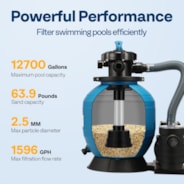 VIVOHOME 14-Inch Sand Filter Pump with Timer 2850 GPH Fits 12700 Gallons Above Ground Pool, 6 Way Valve 63.9 Pound Sand Capacity w/ 2 Adapter Conversion Kit