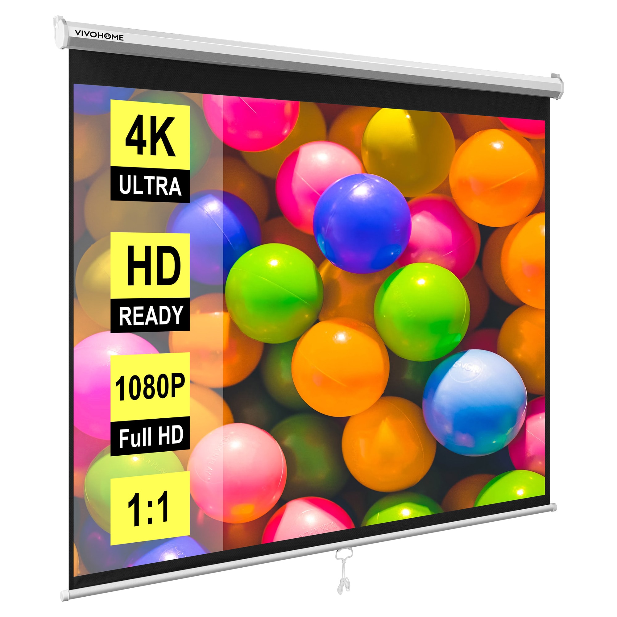 vivohome 120 manual pull down projector screen