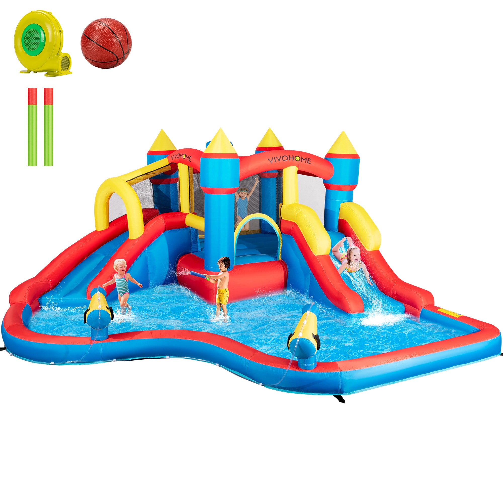 VIVOHOME Inflatable Bounce House Water Bouncer Jumping Castle with 450W Air Blower VIVOHOME Inflatable Bounce House Water Bouncer Jumping Castle with 450W Air Blower