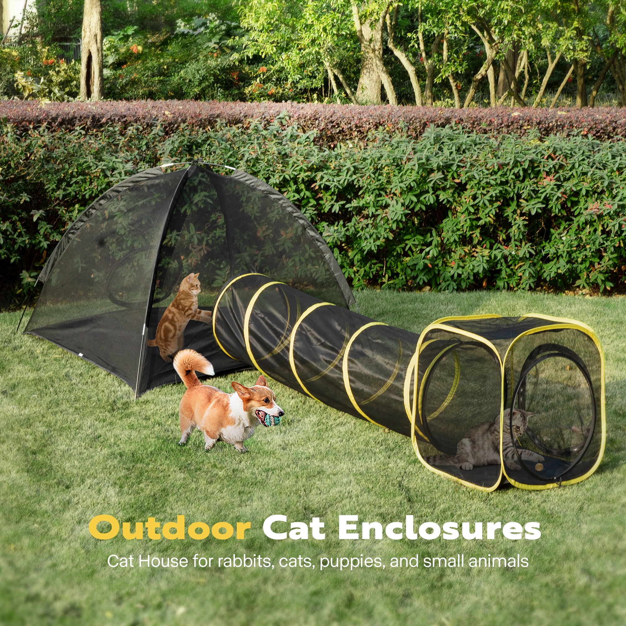 VIVOHOME Outdoor Cat Enclosures 3 in 1 Portable Catio w Cat Tent