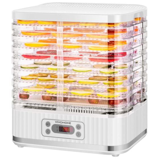 VIVOHOME Electric 8 Trays Food Dehydrator with 72H Digital Timer and Temperature Contro White