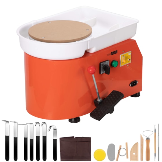 VIVOHOME 11Inch 28CM Electric Pottery Throwing Wheel with Bat Pin Holes, Ceramic Clay Wheel with Foot Pedal and Detachable Basin