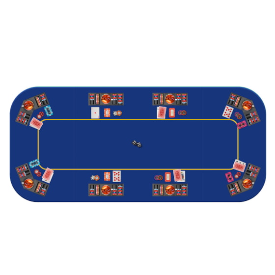 VIVOHOME 79 x 36 Inch Foldable 8-Player Texas Poker Card Table top Layout Portable Anti-Slip Rubber Board Game Mat with Cup Holders and Carrying Bag Blue
