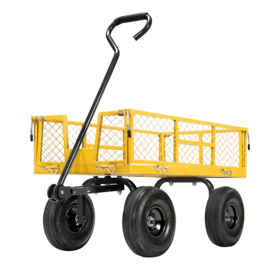 VIVOHOME Steel Garden Cart Heavy Duty 880 Lbs Capacity Folding Utility Wagon with Removable Sides and 10 inch Wheels (Yellow)