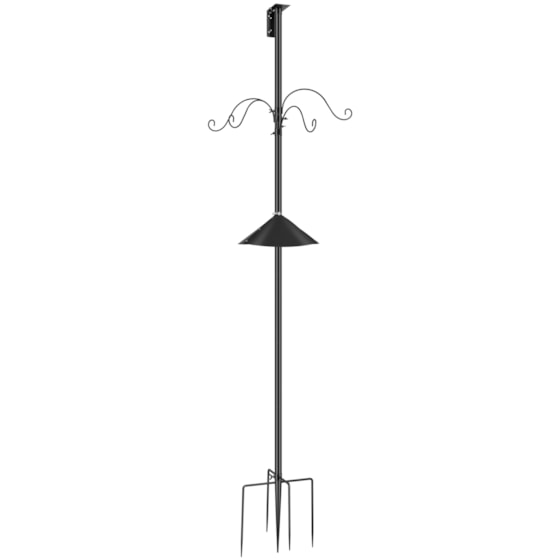 VIVOHOME 92 Inch Bird Feeder Pole with Squirrel Baffle and 4 Hooks, Outdoor Bird House Pole Mount Kit with 5 Prong, Heavy Duty Adjustable Bird Feeder Stand