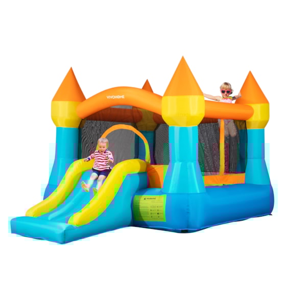 VIVOHOME Inflatable Bounce House Bouncer Jumping Castle with Slide 370W Air Blower for Kids Outdoor Backyard Indoor