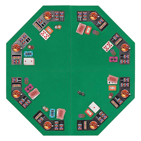 VIVOHOME 48 Inch Foldable 8-Player Texas Poker Card Tabletop Layout Portable Anti-Slip Rubber Board Game Mat with Cup Holders and Carrying Bag