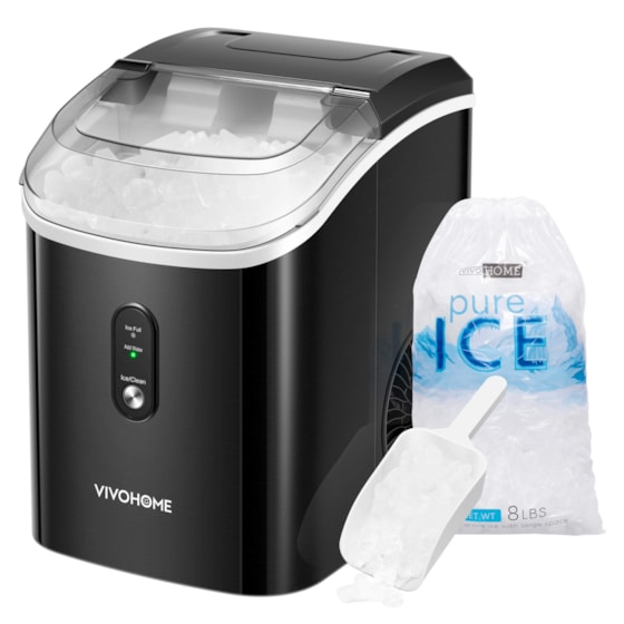 VIVOHOME Countertop Nugget Ice Maker Machine With Hand Scoop 10 Ice Bags 33lbs/Day,Black