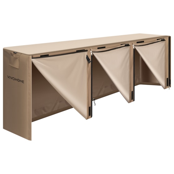 VIVOHOME 12ft Firewood Log Rack Cover, Heavy Duty 600D Oxford, Double Layer Outdoor Weather Resistant Fire Wood Storage Holder Cover with Zipper and Hook Loop Tape, Brown