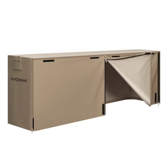 VIVOHOME 8ft Firewood Log Rack Cover, Heavy Duty 600D Oxford, Double Layer Outdoor Weather Resistant Fire Wood Storage Holder Cover with Zipper and Hook Loop Tape, Brown