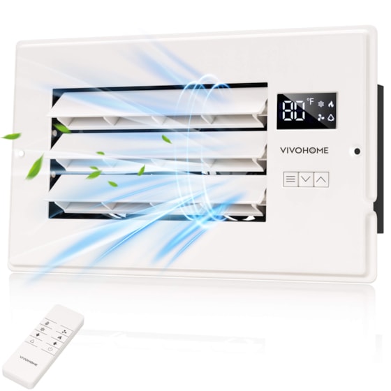VIVOHOME 6'' x 10'' Opening Register Booster Fan with Adjustable Wind Direction Louver - 11.6" x 7.5" Vent Cover for Room, Floor, Wall - White