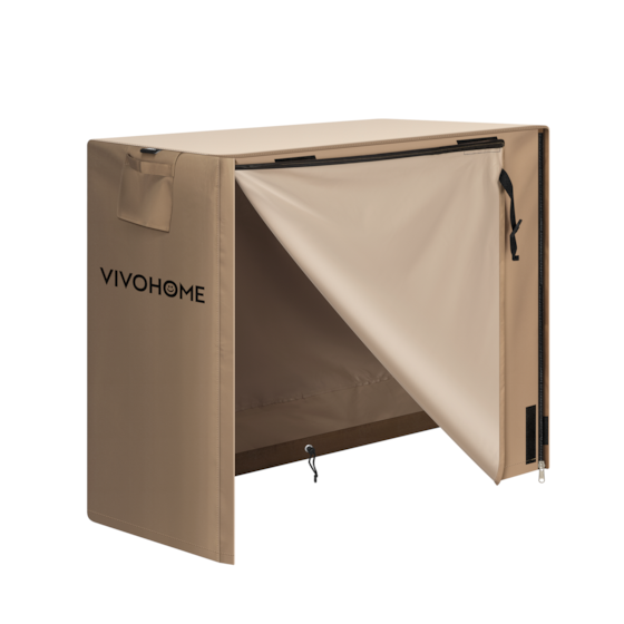 VIVOHOME 4ft Firewood Log Rack Cover, Heavy Duty 600D Oxford, Double Layer Outdoor Weather Resistant Fire Wood Storage Holder Cover with Zipper and Hook Loop Tape, Brown