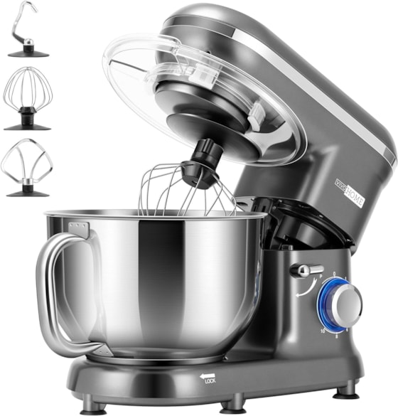 VIVOHOME Electric Stand Mixer 660W 10 Speed 6 Quart Gray