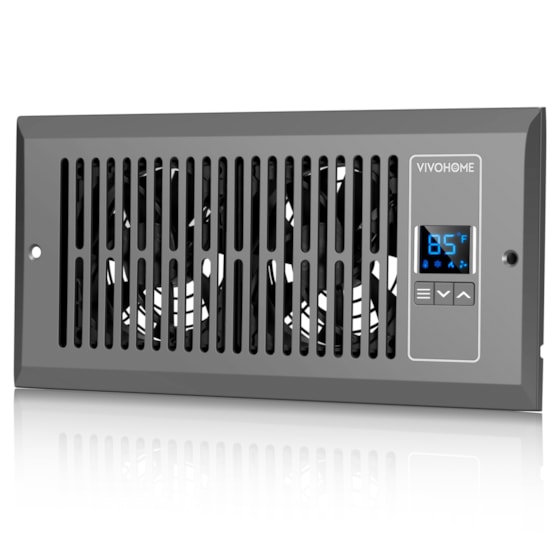 VIVOHOME Quiet Register Booster Fan 4'' x 10'' with Intelligent Thermostat 10-Speed Control, Heating Cooling AC Vent Booster Fan, Smart Register Vent for Room Floor Wall, Gray