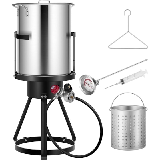 VIVOHOME 30 Qt.Turkey Deep Fryer Pot with Injector Thermometer Kit
