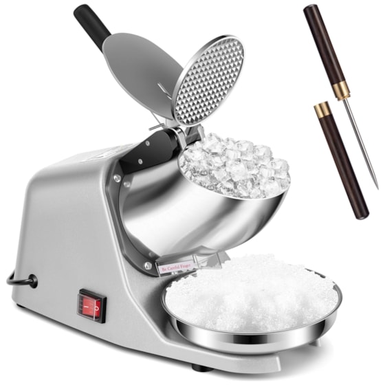 VIVOHOME Electric Ice Crusher Shaver 4 Blades Snow Cone Maker Machine Silver 210lbs/hr with Ice Pick for Home and Commercial Use