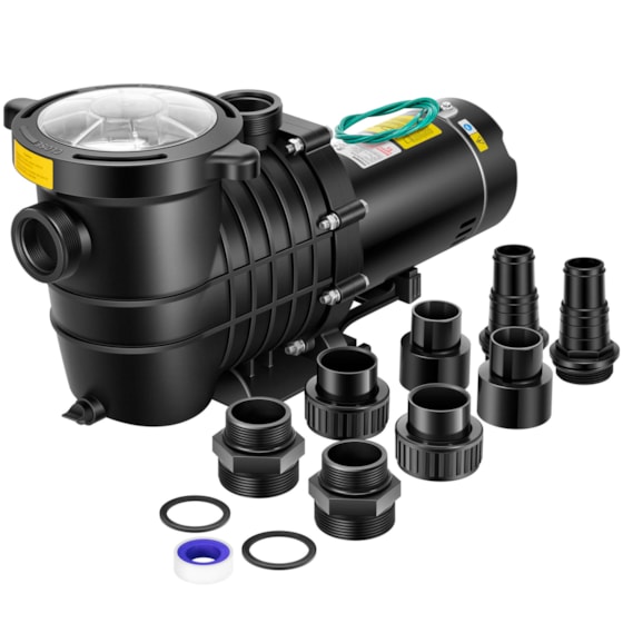 VIVOHOME 2.0HP 6500 GPH 115V Pool Pump, Self-Priming Energy Saving, 1.25" & 1.5" & 2" Inlet w/Strainer Basket for In/Above Ground Pools