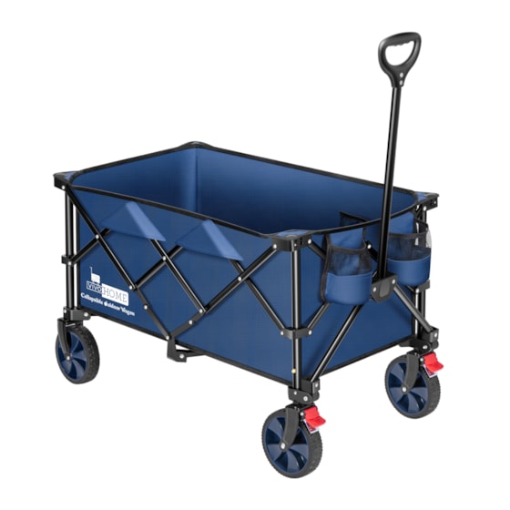 VIVOHOME 200L Collapsible Wagon 300lbs Heavy Duty Folding Utility Garden Cart Foldable Beach Wagons Large Capacity for Camping Picnic - Blue