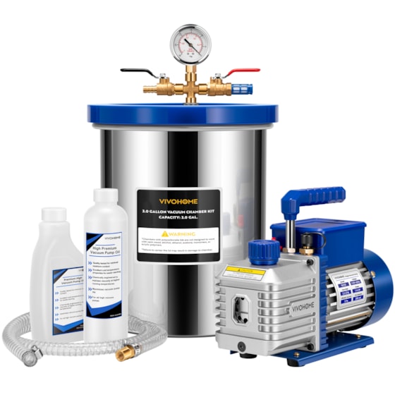 VIVOHOME 3 Gallon Vacuum Chamber And Vacuum Pump Set