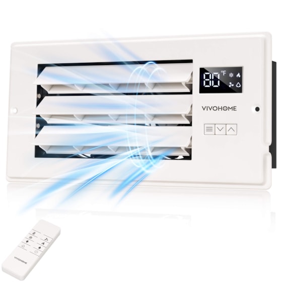 VIVOHOME 4'' x 10'' Opening Register Booster Fan with Adjustable Wind Direction Louver - 11.4" x 5.5" Vent Cover for Room, Floor, Wall - White