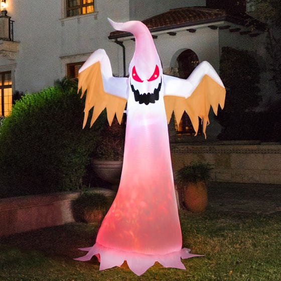 VIVOHOME 8FT Halloween Inflatable Yard Decor, Giant Red Ghost, Outdoor Blow Up with Built-in LED Light for Lawn, Garden, Party