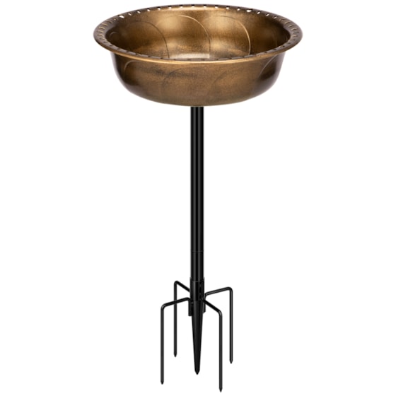 VIVOHOME Polyresin Bird Bath Bowl with Metal Stake, 29 Inch Height Outdoor Freestanding Birdfeeder, Capacity 1.4 Gallons, 5-Pronged Base, Copper