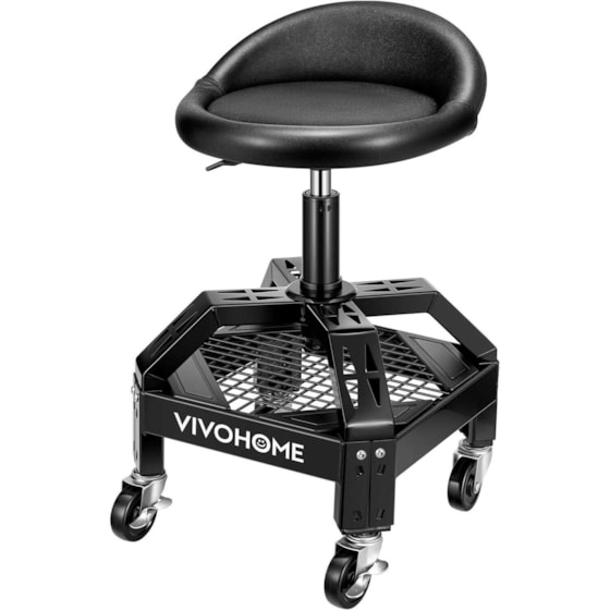VIVOHOME Adjustable Garage Stool with Wheels with Tool Tray Storage and Wheels