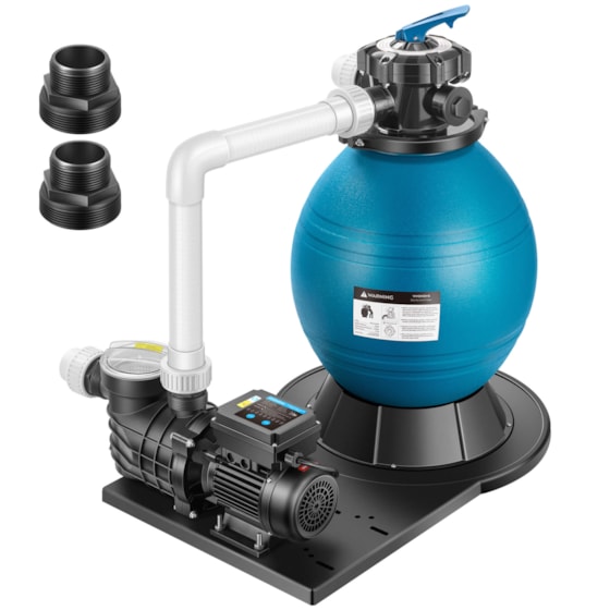 VIVOHOME 16-Inch Sand Filter Pump with Timer 3168 GPH Fits 14100 Gallons Above Ground Pool, 6 Way Valve 90.4 Pound Sand Capacity w/ 2 Adapter Conversion Kit 