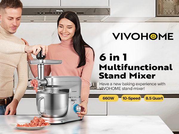VIVOHOME 6 in 1 Multifunctional Stand Mixer with 8.5 Quart