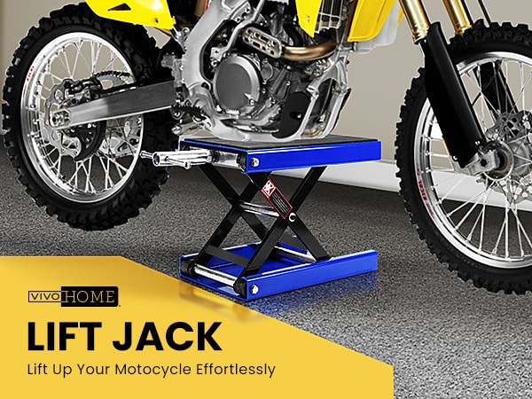 VIVOHOME Motorcycle Lift Scissor Jack Steel Wide Deck Hoist Crank