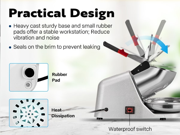 VIVOHOME Electric Ice Shaver Machine - 143lbs/hr Snow Cone Maker For Home & Commercial Use